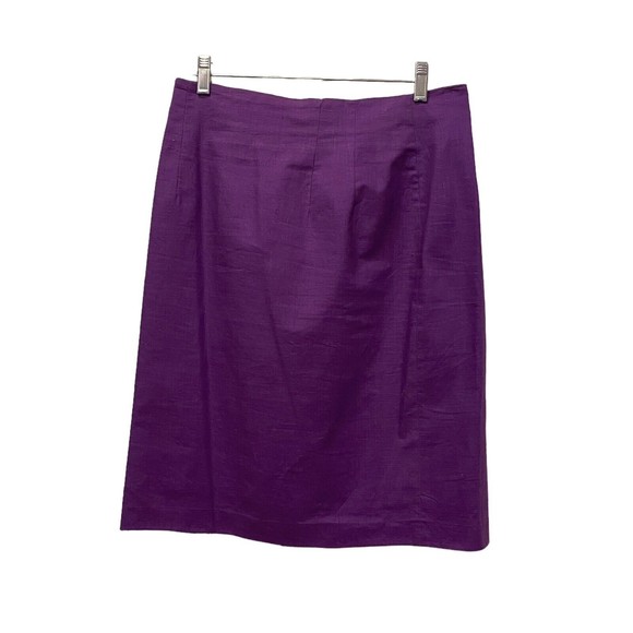 Adolfo Linen Pencil Skirt Suit Vintage Designer Career Fully Lined  Purple 14 - Picture 3 of 10